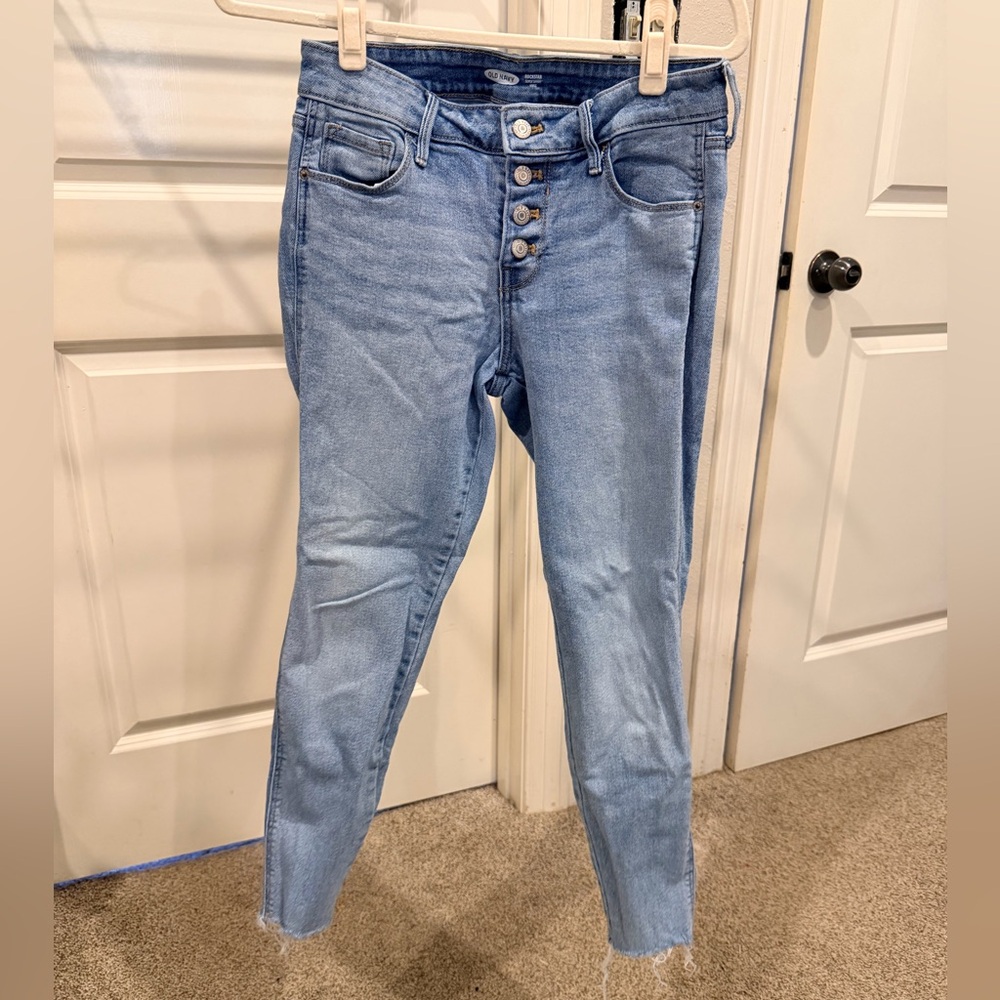 Old Navy Rockstar Super Skinny Button Fly Blue Jeans